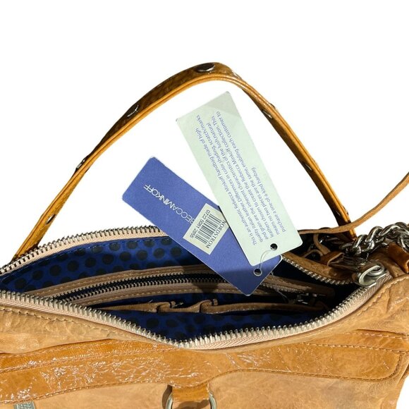 Rebecca Minkoff MAC Shoulder Bag Soft Leather with Silver Chain Strap Tan 11x7 - Picture 6 of 9